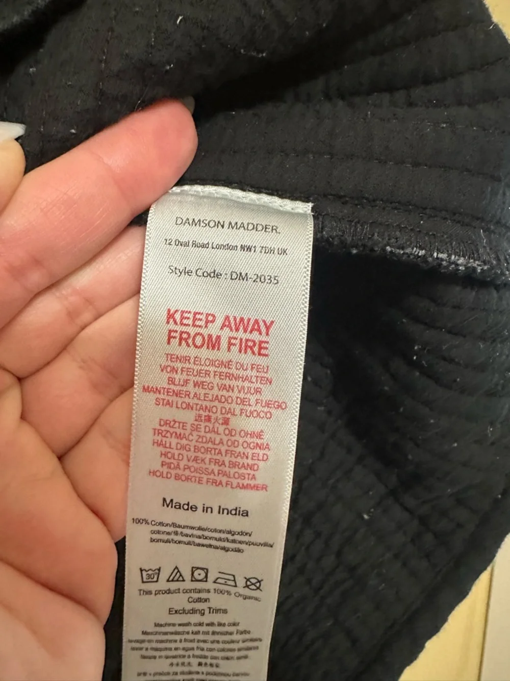 Damson Madder Quilted Peter Pan Collar Button Up Coat Velvet Tie Women 10 Black - Picture 5 of 7